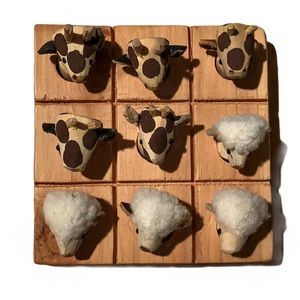 Giraffe and Sheep Tic Tac Toe Handmade Wooden Set